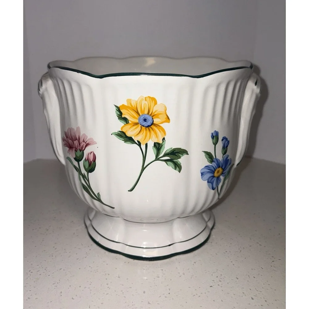 Vntg Tiffany & Co. Sinatra Cachepot Porcelain Jardiniere Planter Vase Portugal